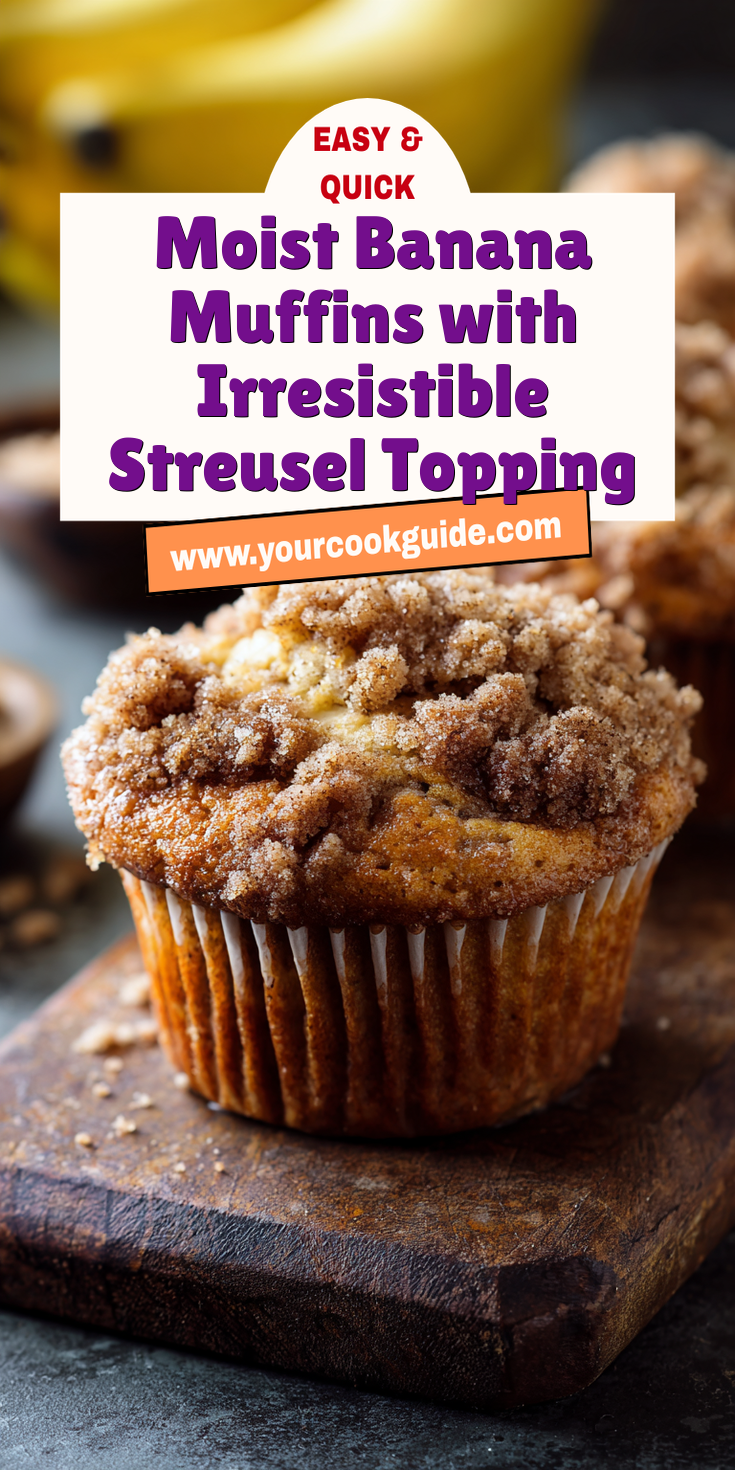 Moist Banana Muffins with Irresistible Streusel Topping served warm with cozy spices