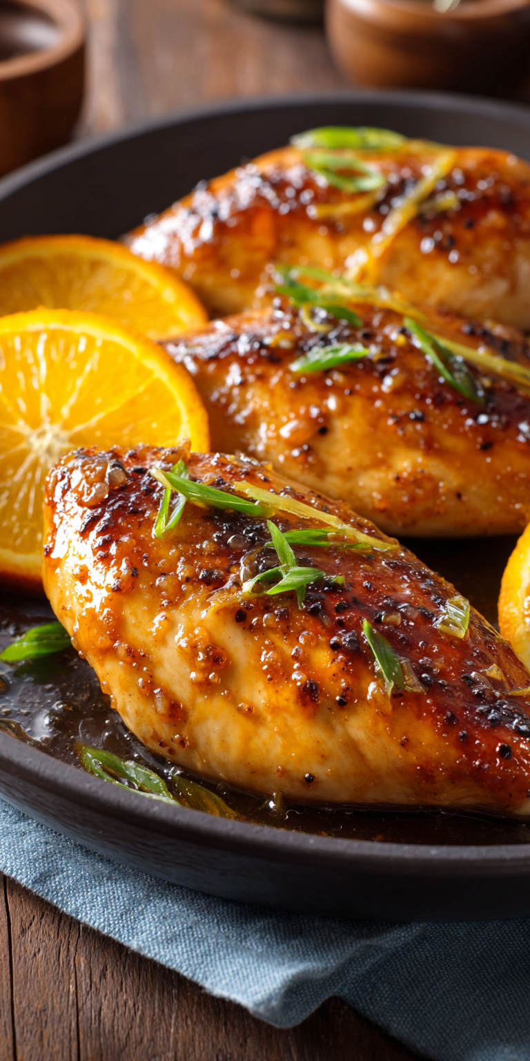 Orange-Glazed Chicken Breasts served warm with cozy spices