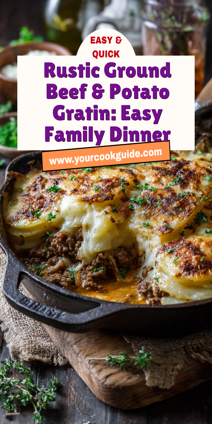 Rustic Ground Beef & Potato Gratin: Easy Family Dinner served warm with cozy spices