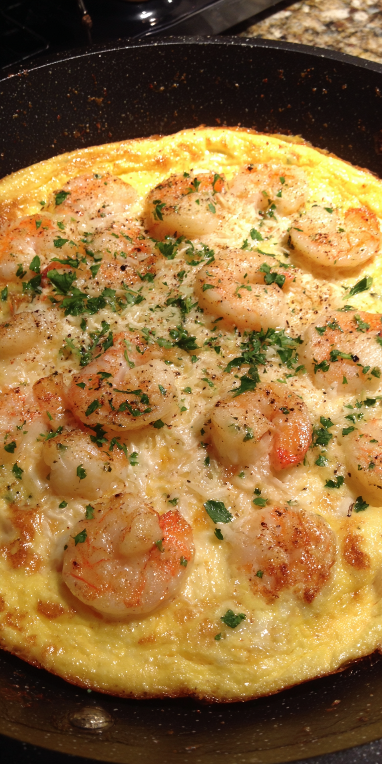 Shrimp Scampi Frittata: An Elegant & Easy Meal served warm with cozy spices