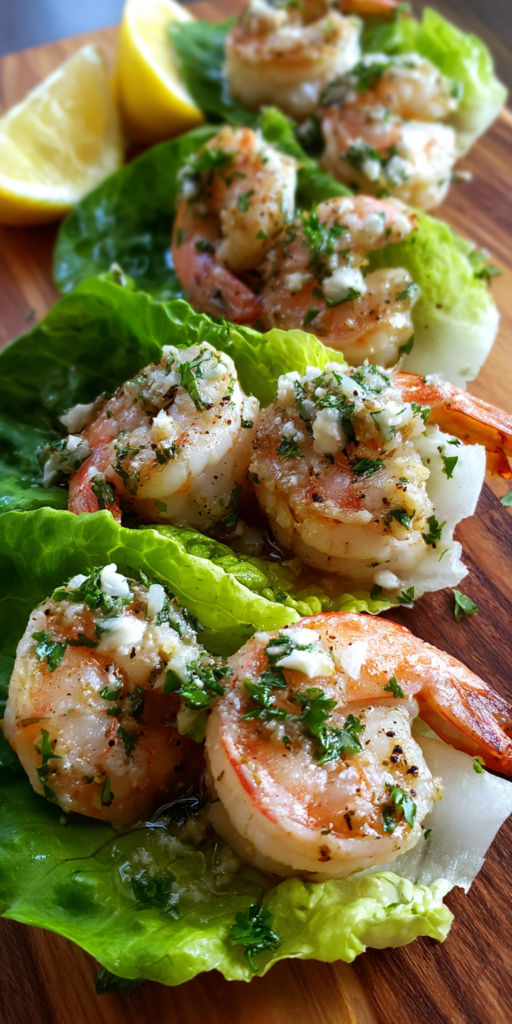 Shrimp Scampi Lettuce Wraps served warm with cozy spices