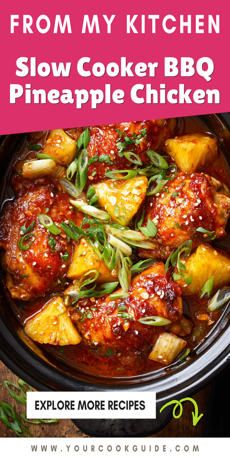 Slow Cooker BBQ Pineapple Chicken served warm with cozy spices
