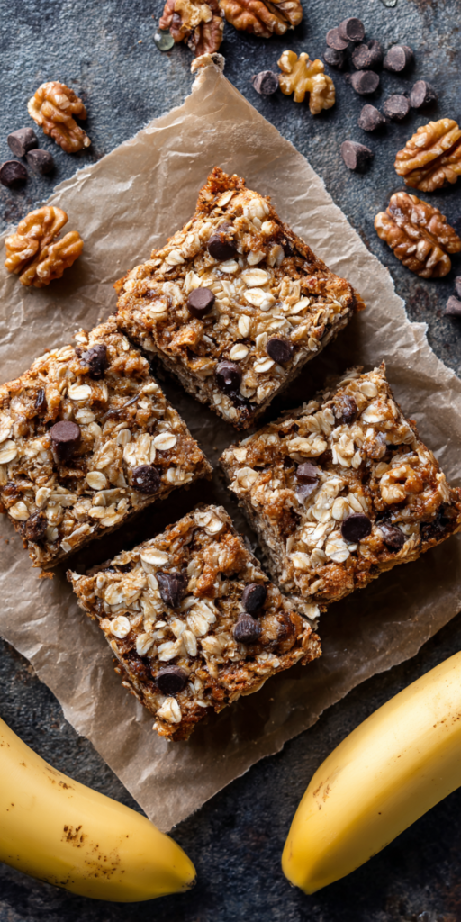 Soft Banana Oatmeal Bars served warm with cozy spices