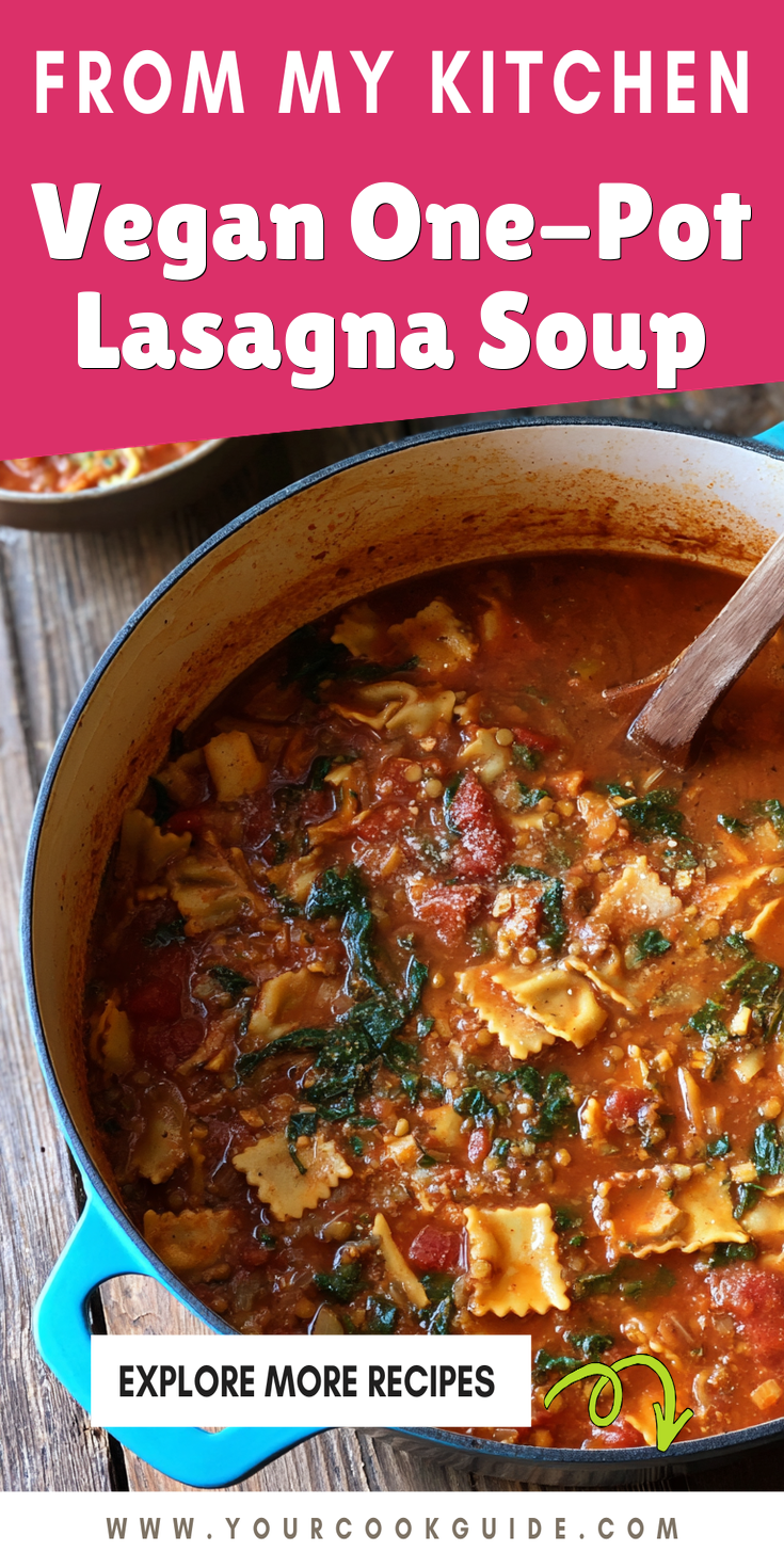 Vegan One-Pot Lasagna Soup served warm with cozy spices