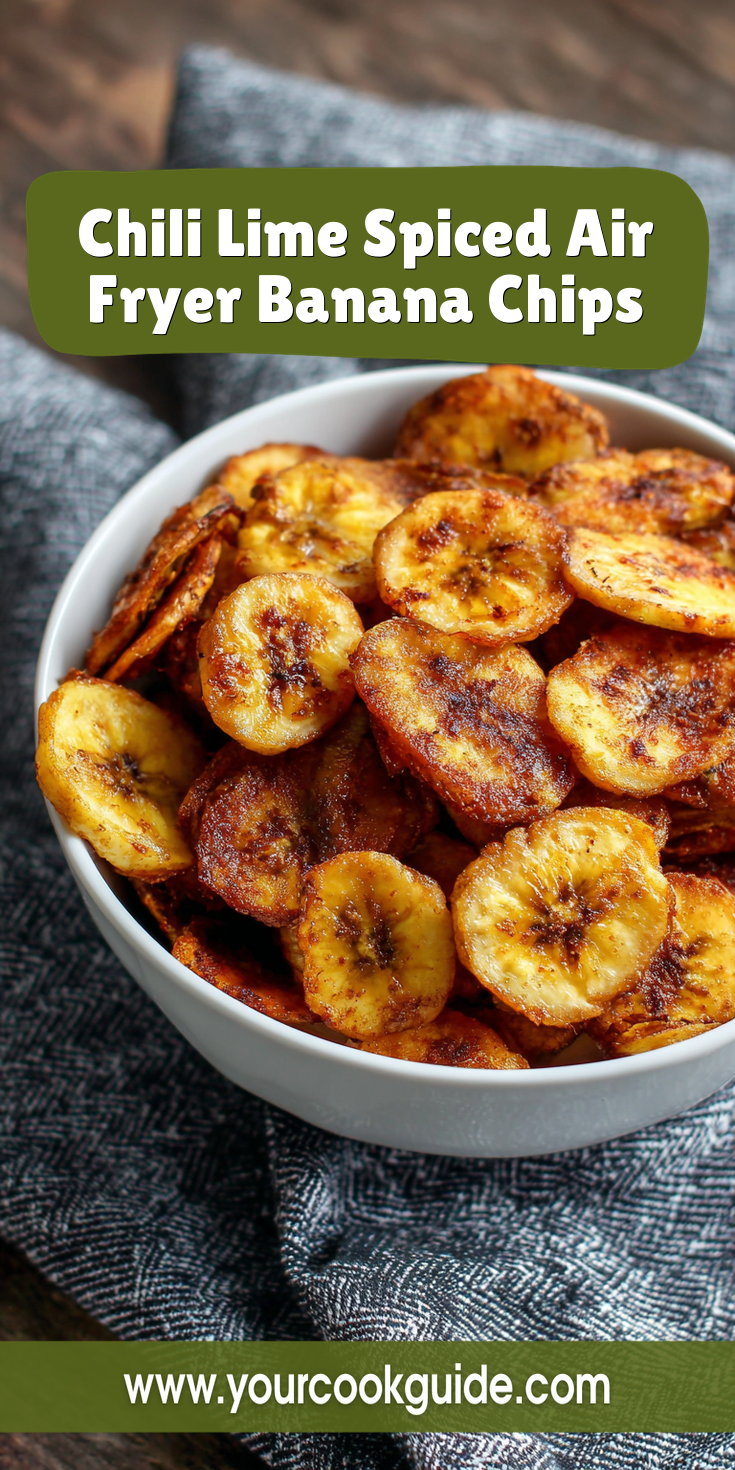 Chili Lime Spiced Air Fryer Banana Chips served warm with cozy spices