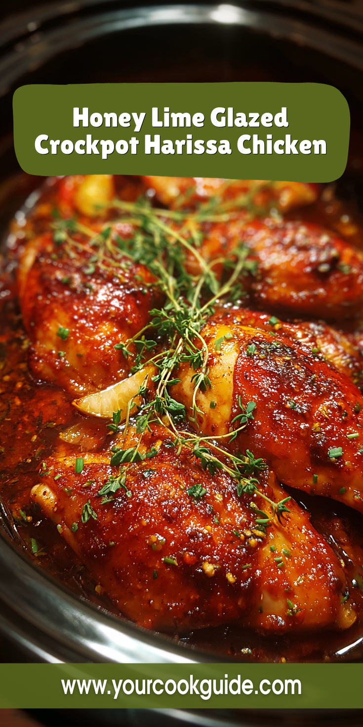 Honey Lime Glazed Crockpot Harissa Chicken served warm with cozy spices