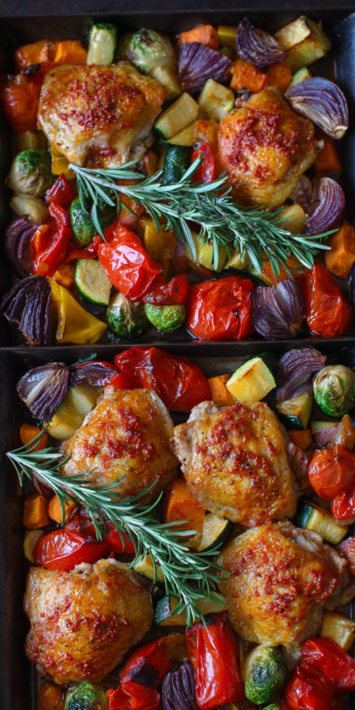 Roasted Vegetable & Harissa Chicken Thighs Recipe