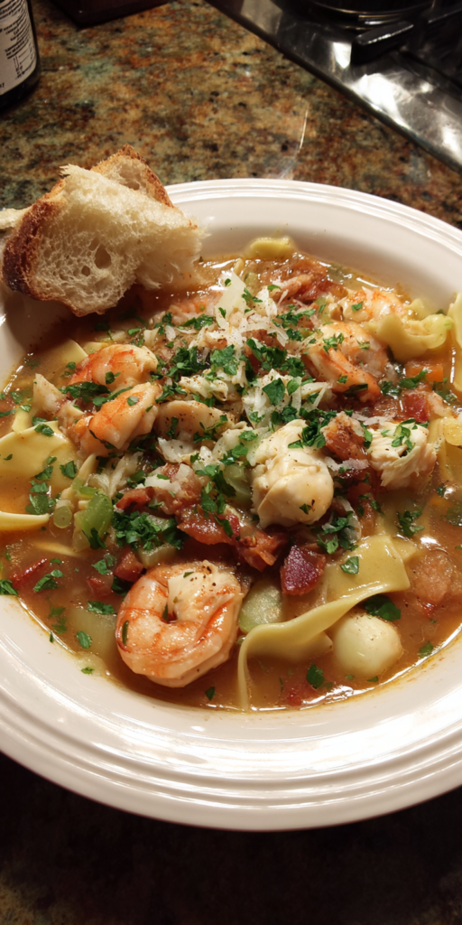 Seafood Medley Lasagna Soup (Shrimp, Scallop, Crab) Recipe