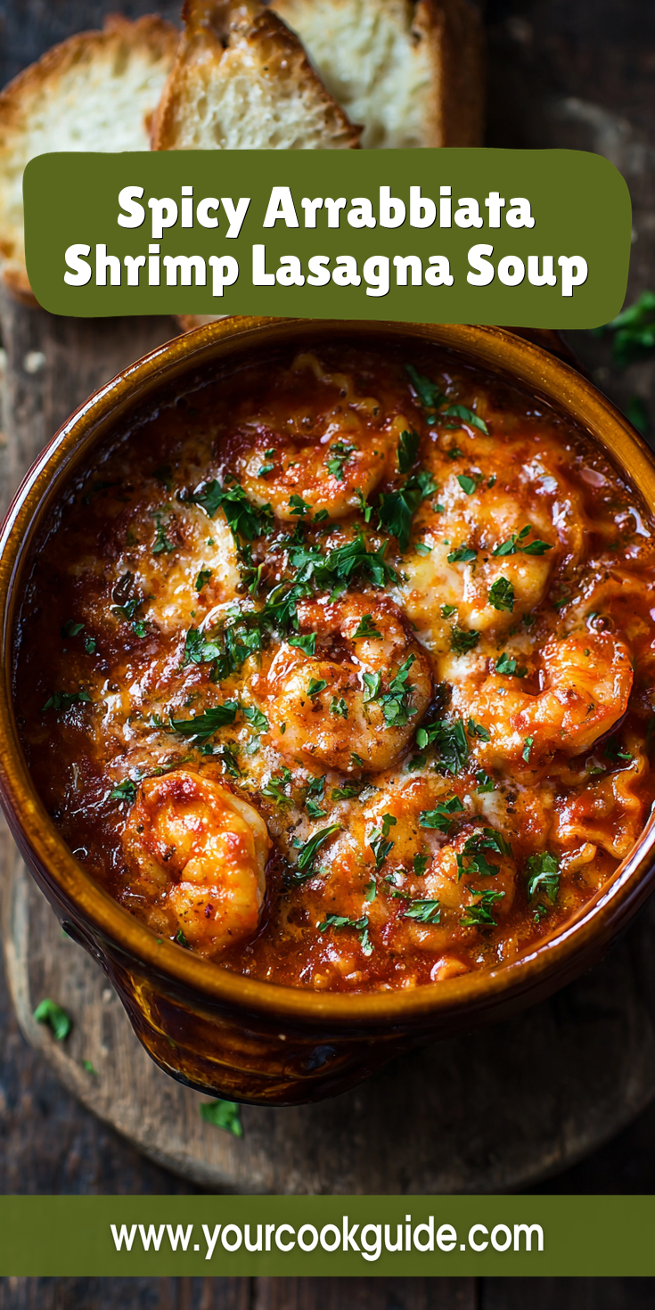 Spicy Arrabbiata Shrimp Lasagna Soup served warm with cozy spices