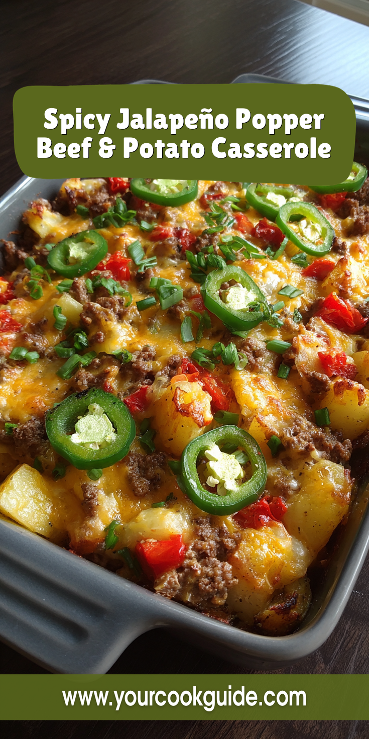 Spicy Jalapeño Popper Beef & Potato Casserole served warm with cozy spices