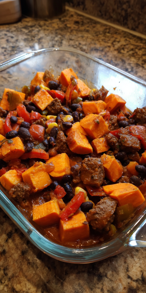 Sweet Potato & Black Bean Chipotle Beef Casserole Recipe