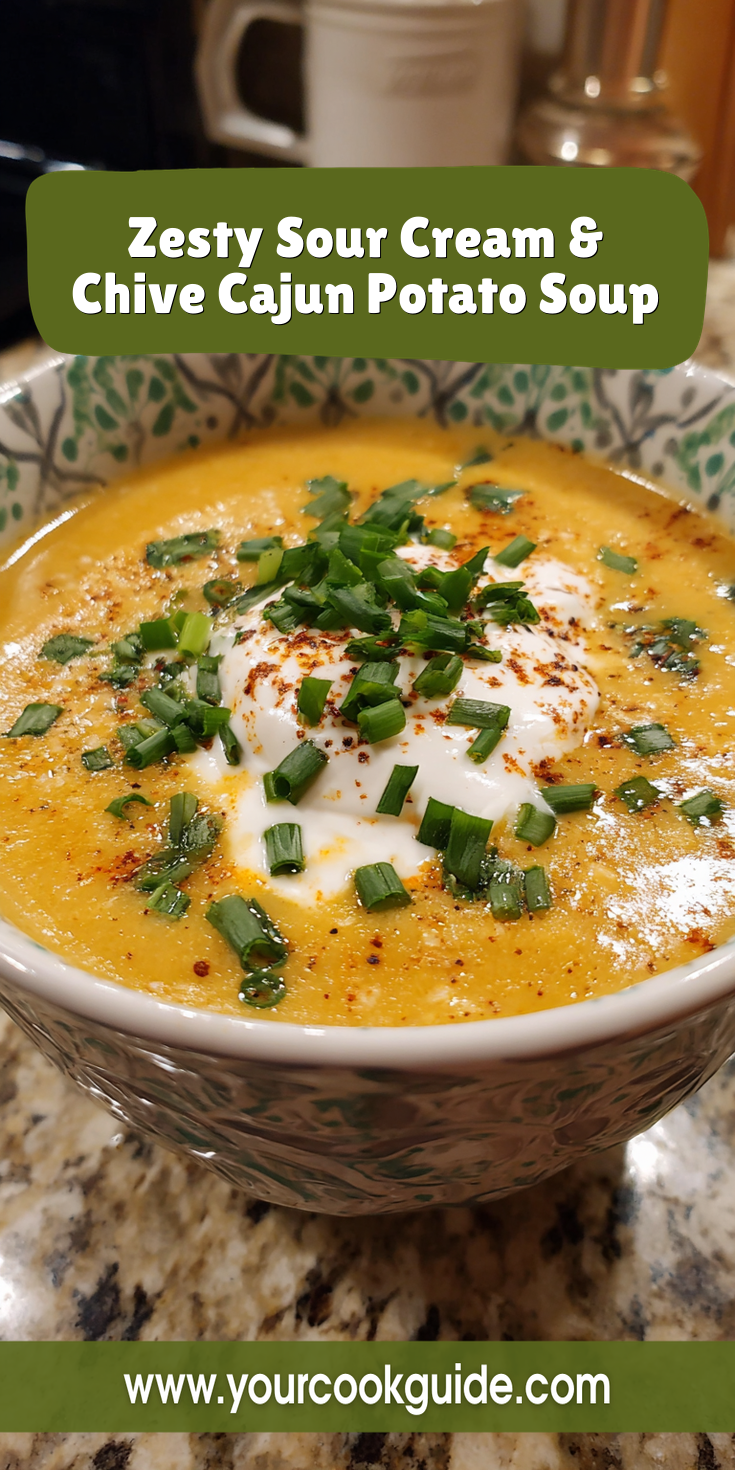 Zesty Sour Cream & Chive Cajun Potato Soup served warm with cozy spices