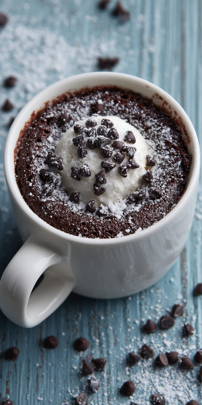 1 Minute Chocolate Mug Cake served warm with cozy spices