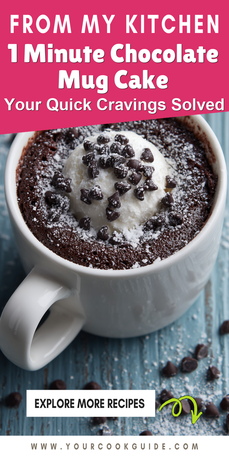 1 Minute Chocolate Mug Cake served warm with cozy spices