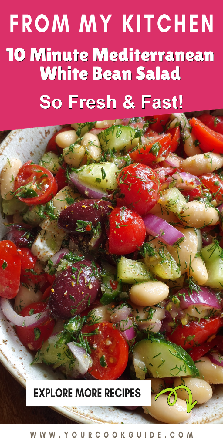 10 Minute Mediterranean White Bean Salad served warm with gentle spices and a cozy aroma