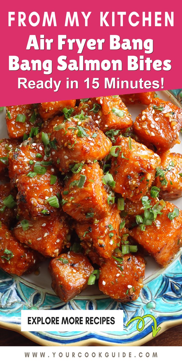 Air Fryer Bang Bang Salmon Bites served warm with cozy spices