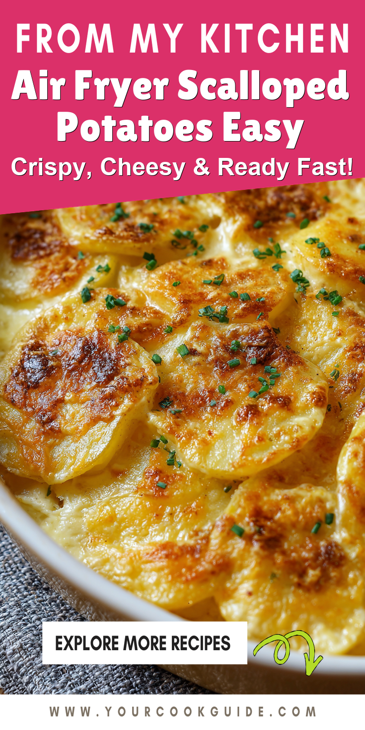 Air Fryer Scalloped Potatoes Easy served warm with cozy spices