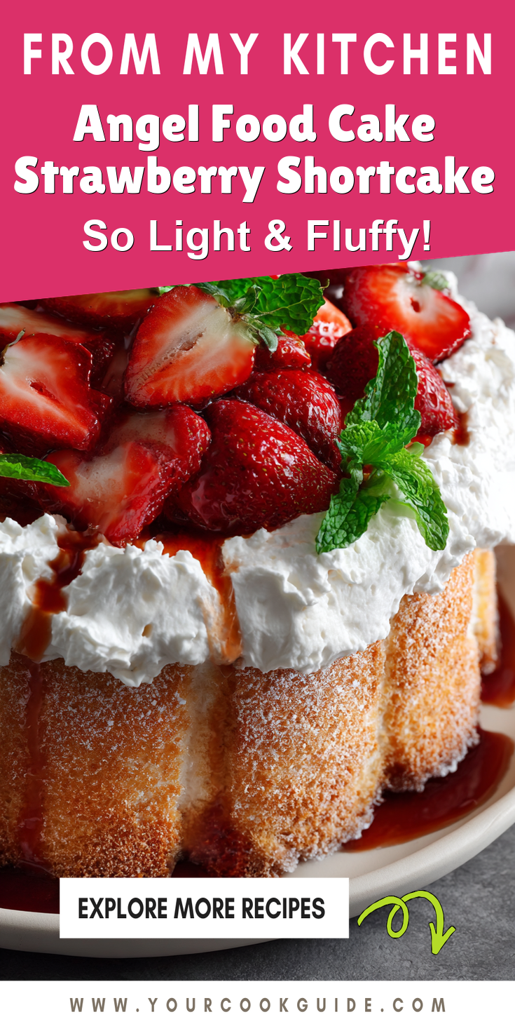 Angel Food Cake Strawberry Shortcake served warm with cozy spices