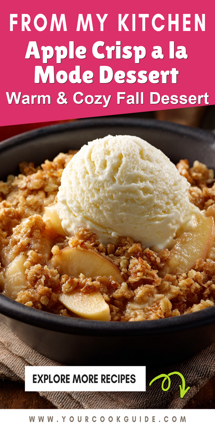 Apple Crisp a la Mode Dessert served warm with cozy spices