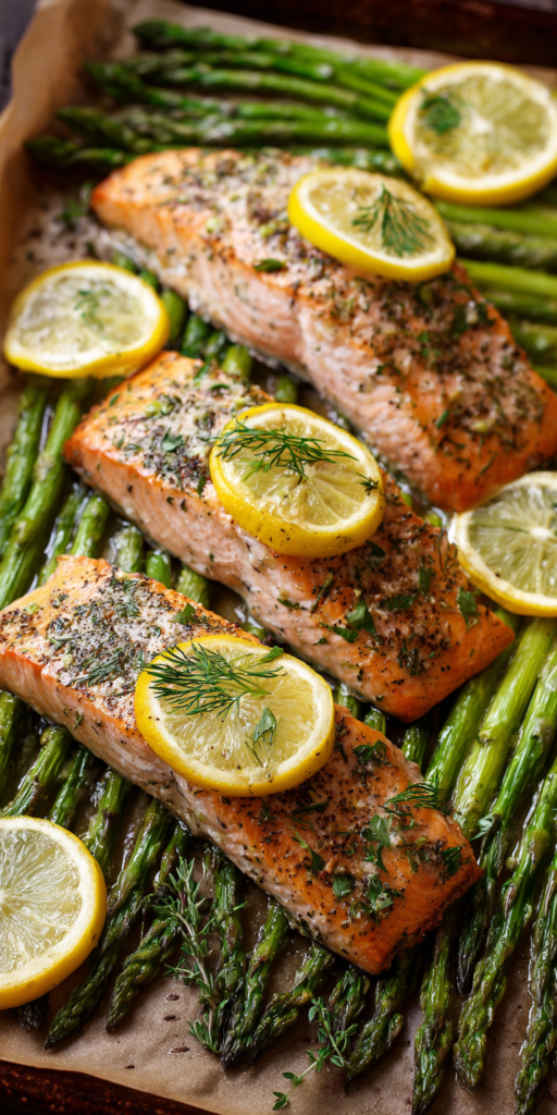 Baked Salmon with Asparagus Seafood Recipe