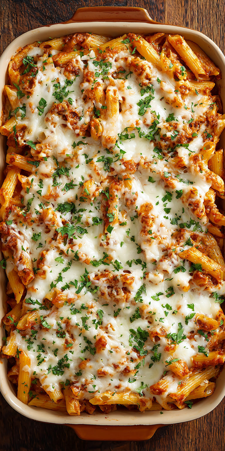 Baked Ziti with Cheese Quick Dinner served warm with cozy spices