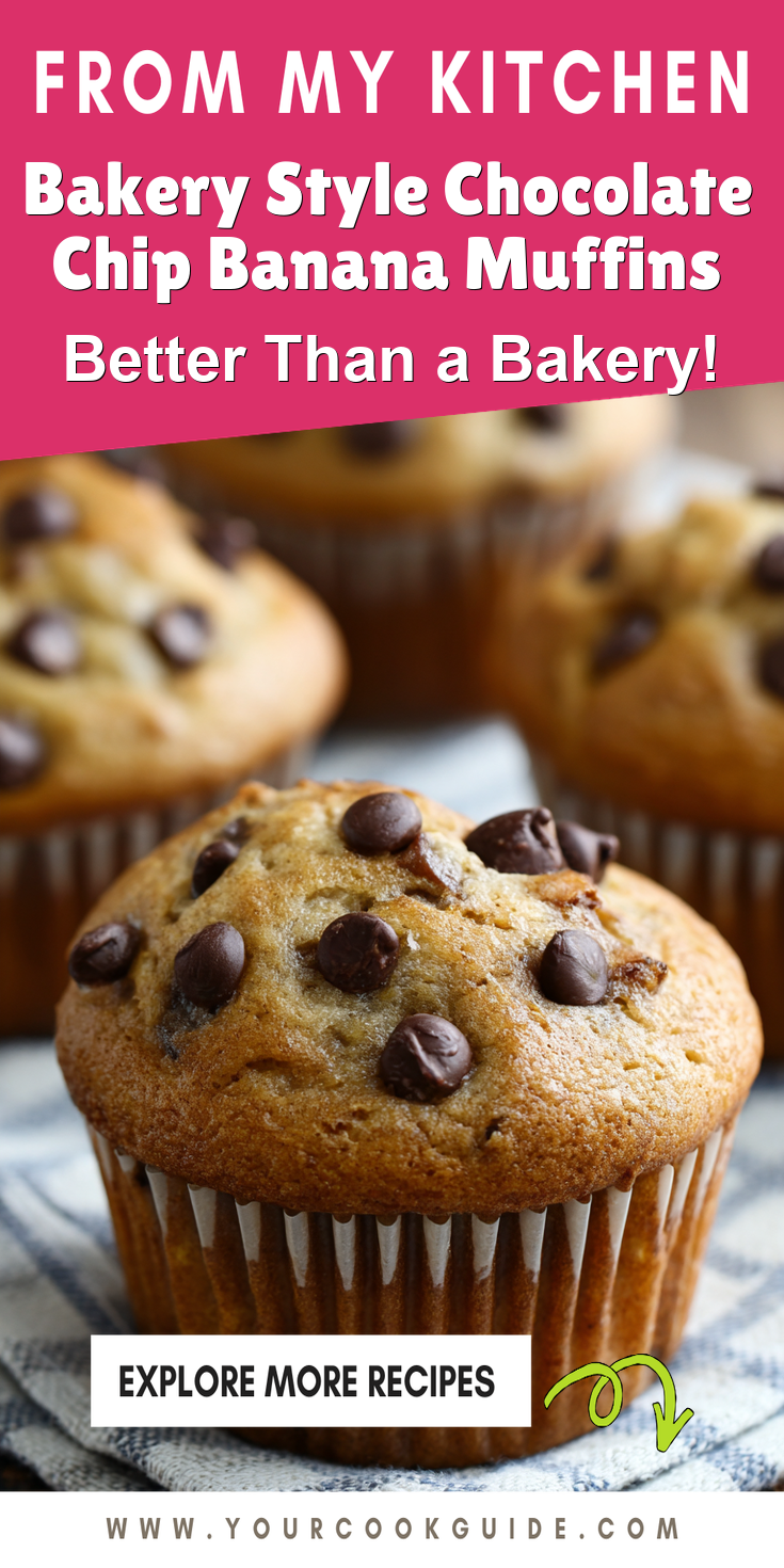 Bakery Style Chocolate Chip Banana Muffins served warm with cozy spices