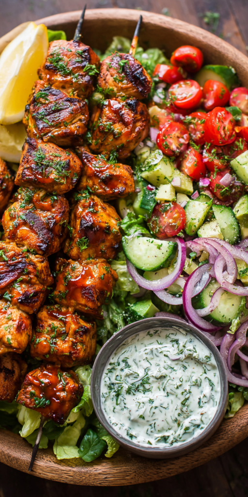 BBQ Chicken Skewer Salad Recipe