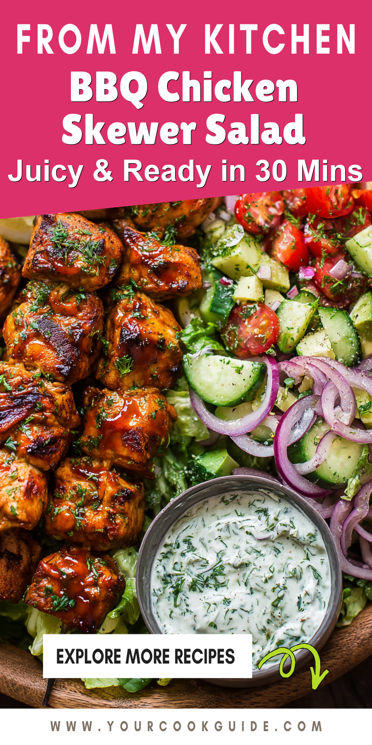 BBQ Chicken Skewer Salad served warm with cozy spices