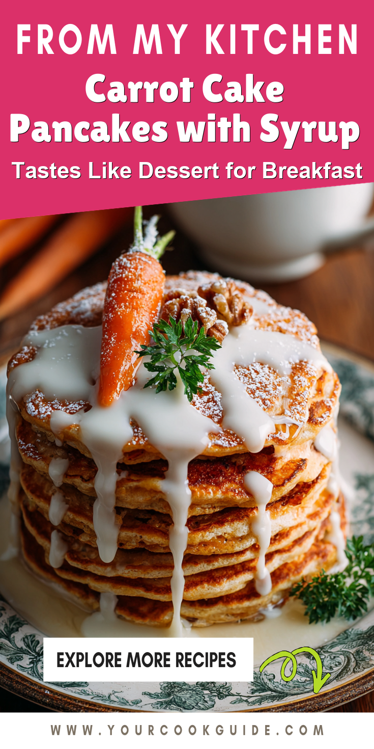 Carrot Cake Pancakes with Syrup served warm with cozy spices