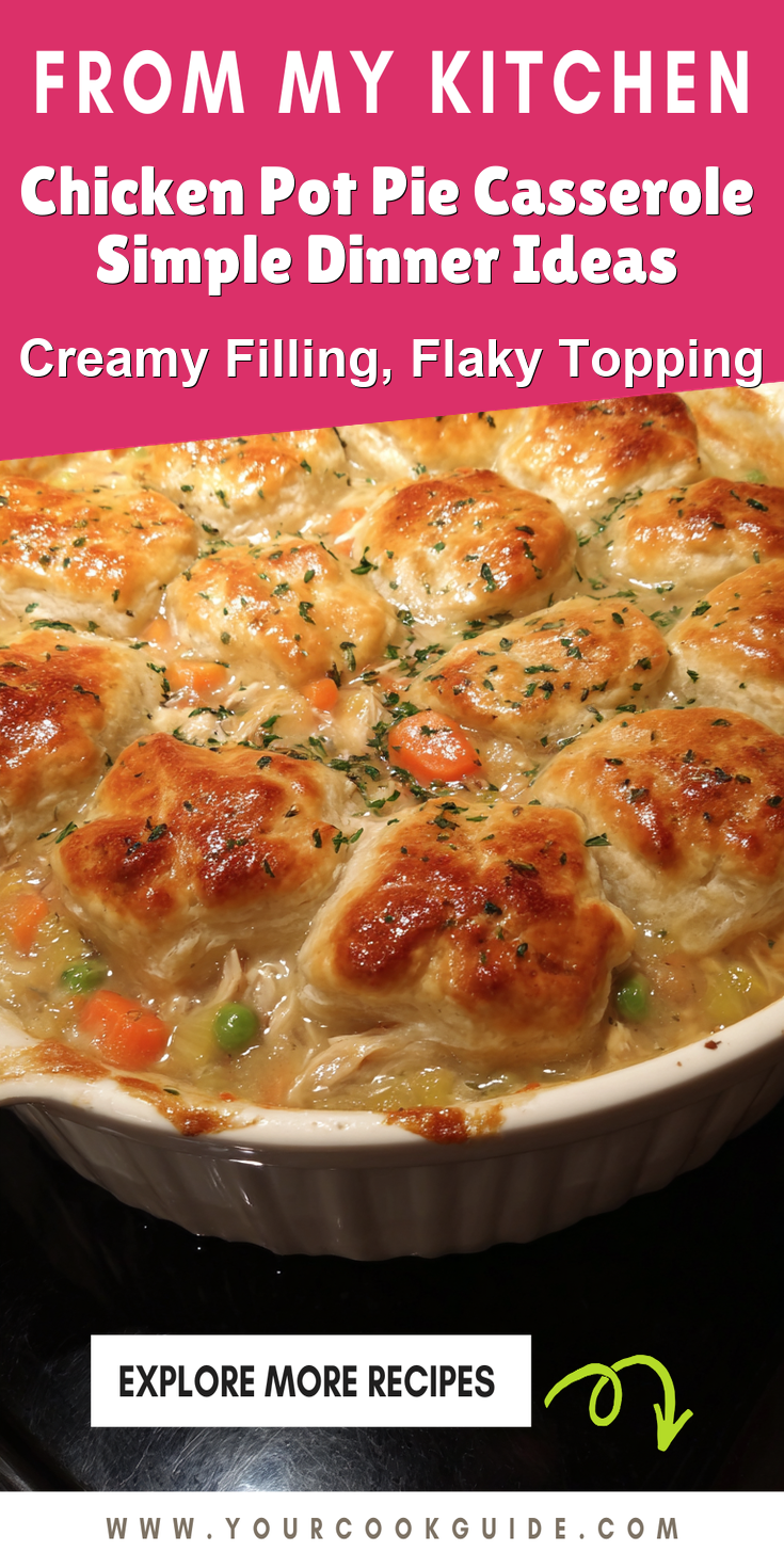 Chicken Pot Pie Casserole Simple Dinner Ideas served warm with cozy spices