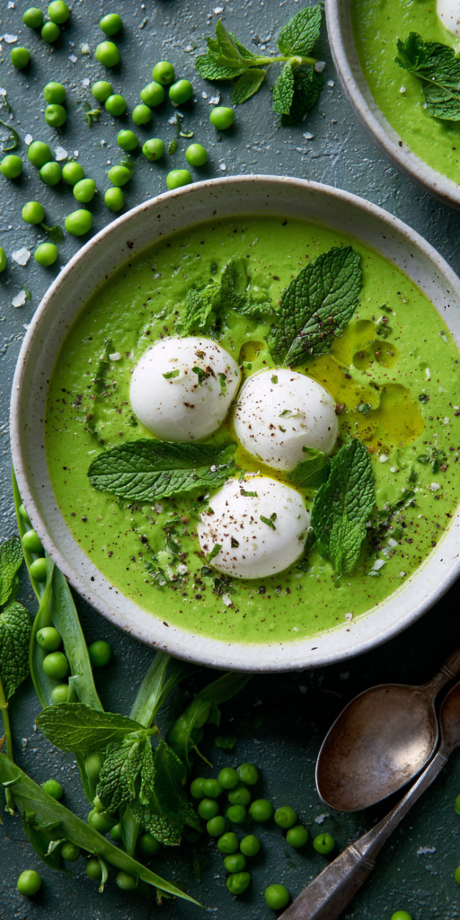Chilled Spring Pea & Mint with Burrata Recipe