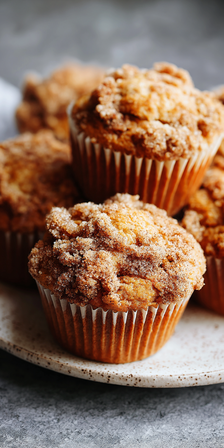Cinnamon Streusel Banana Muffins served warm with cozy spices