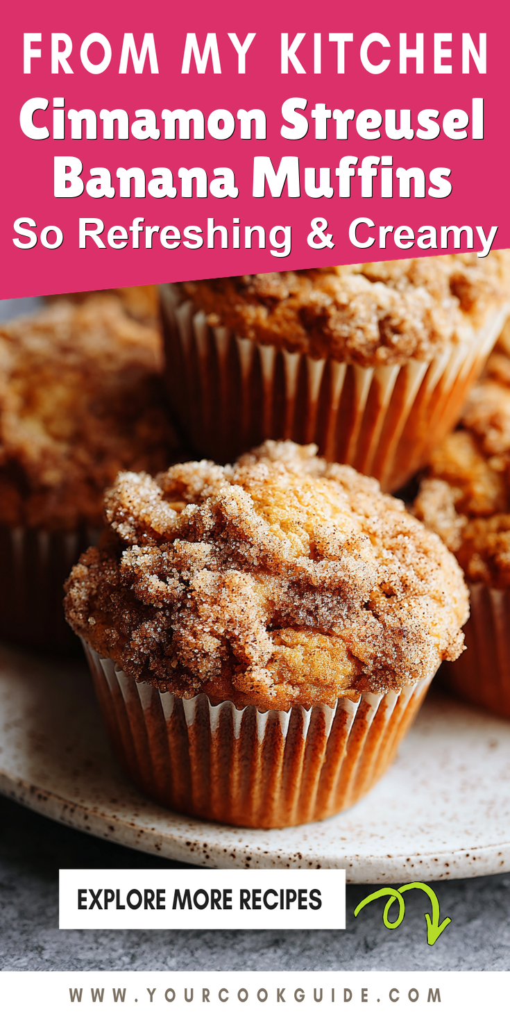 Cinnamon Streusel Banana Muffins served warm with cozy spices