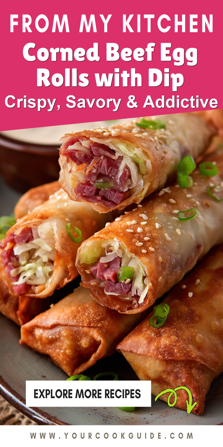 Corned Beef Egg Rolls with Dip served warm with cozy spices