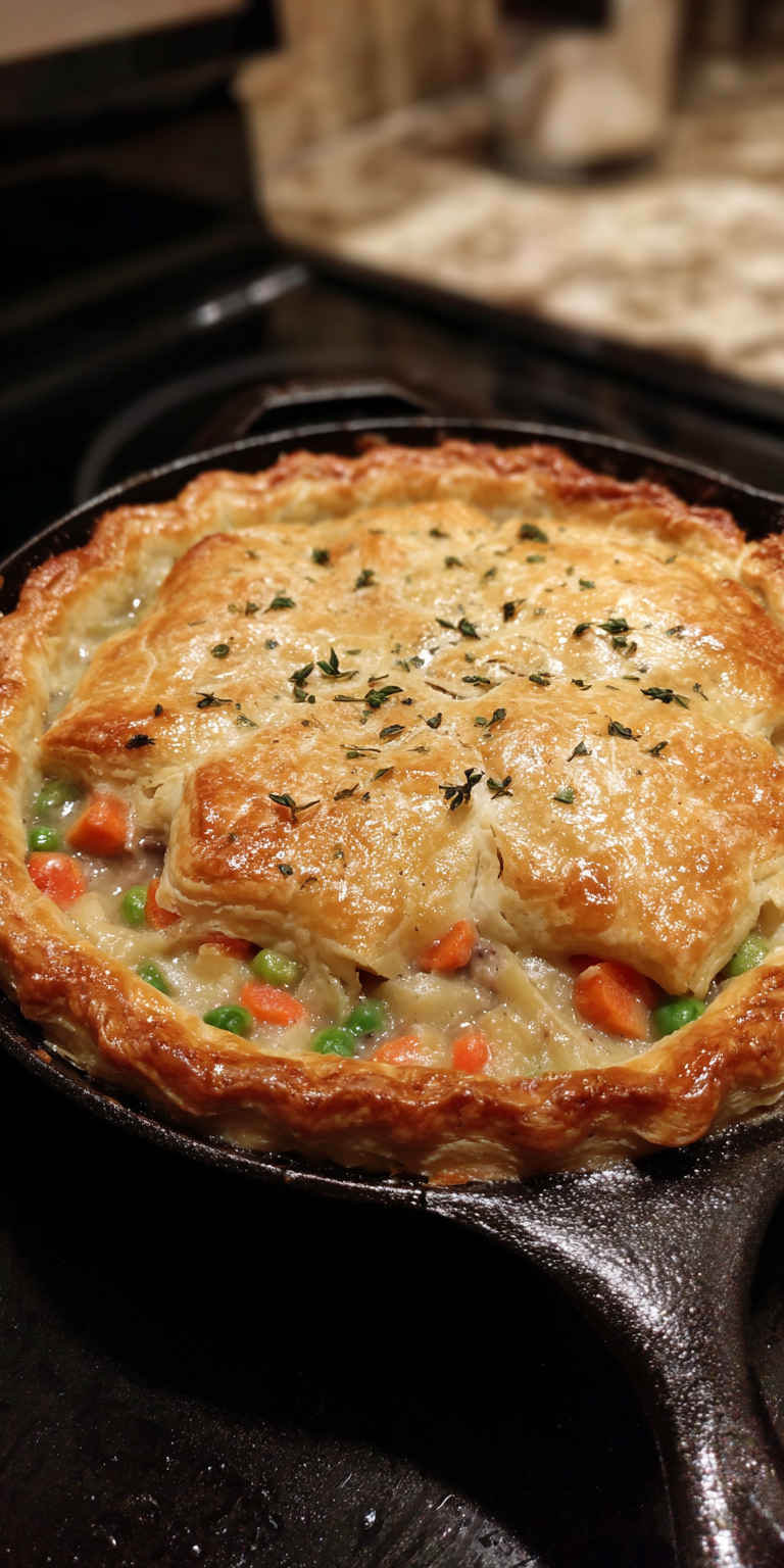 Corned beef pie served warm with cozy spices