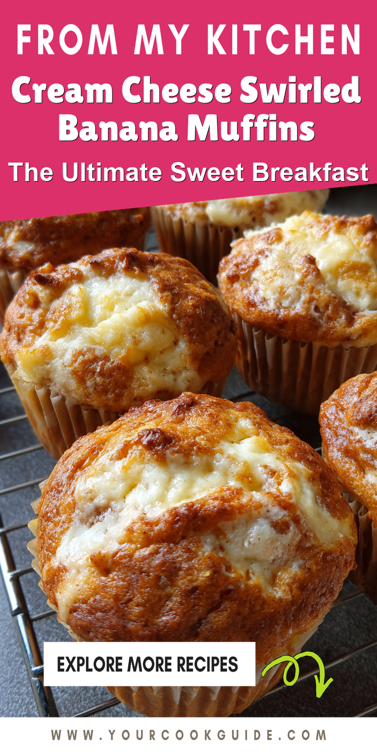 Cream Cheese Swirled Banana Muffins served warm with cozy spices