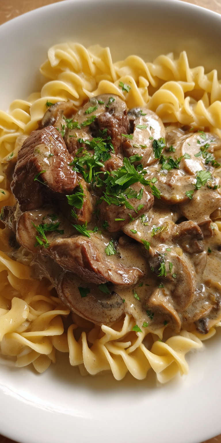 Creamy Beef Stroganoff Easy Dinner Ideas served warm with cozy spices