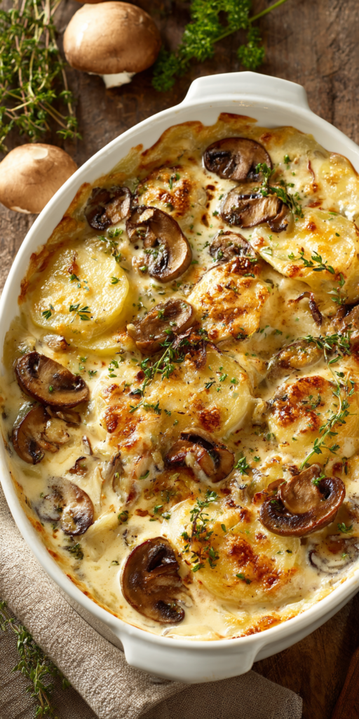Creamy Mushroom Scalloped Potatoes Recipe