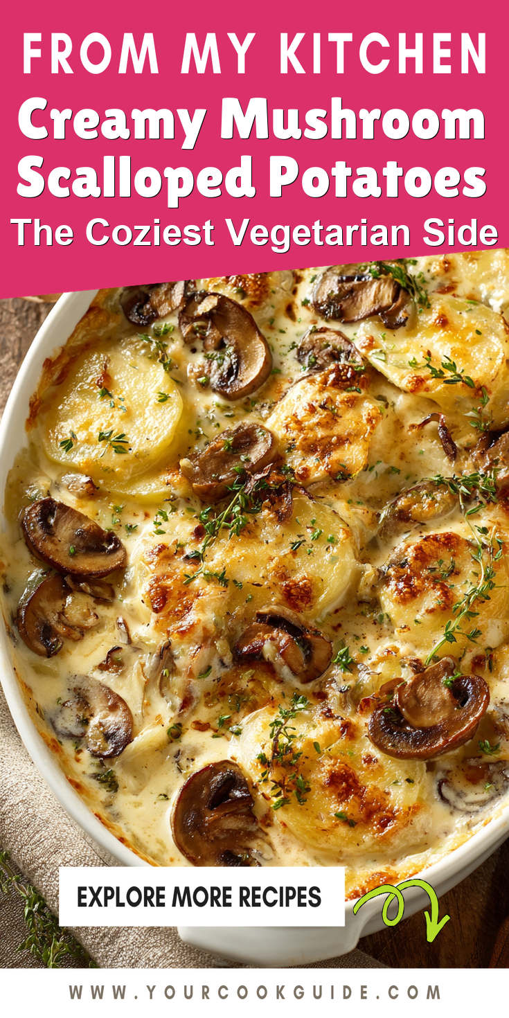 Creamy Mushroom Scalloped Potatoes served warm with cozy spices