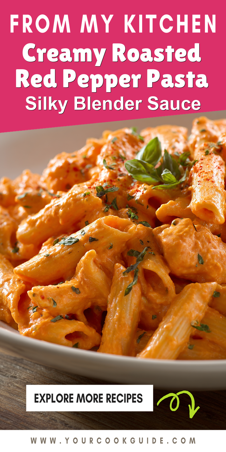 Creamy Roasted Red Pepper Pasta served warm with cozy spices