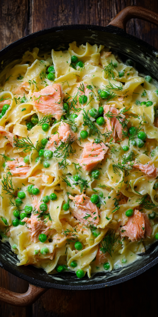Creamy Salmon Pasta with Peas Recipe