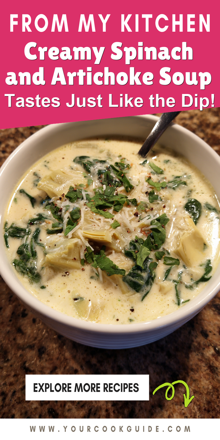 Creamy Spinach and Artichoke Soup served warm with cozy spices