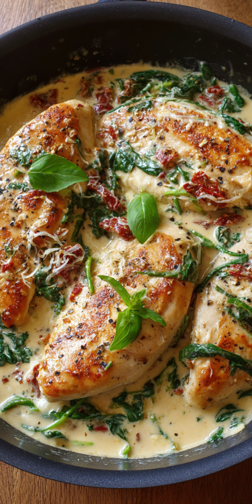 Creamy Tuscan Chicken High Protein Dinner Recipe
