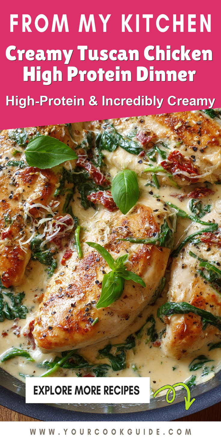 Creamy Tuscan Chicken High Protein Dinner served warm with cozy spices