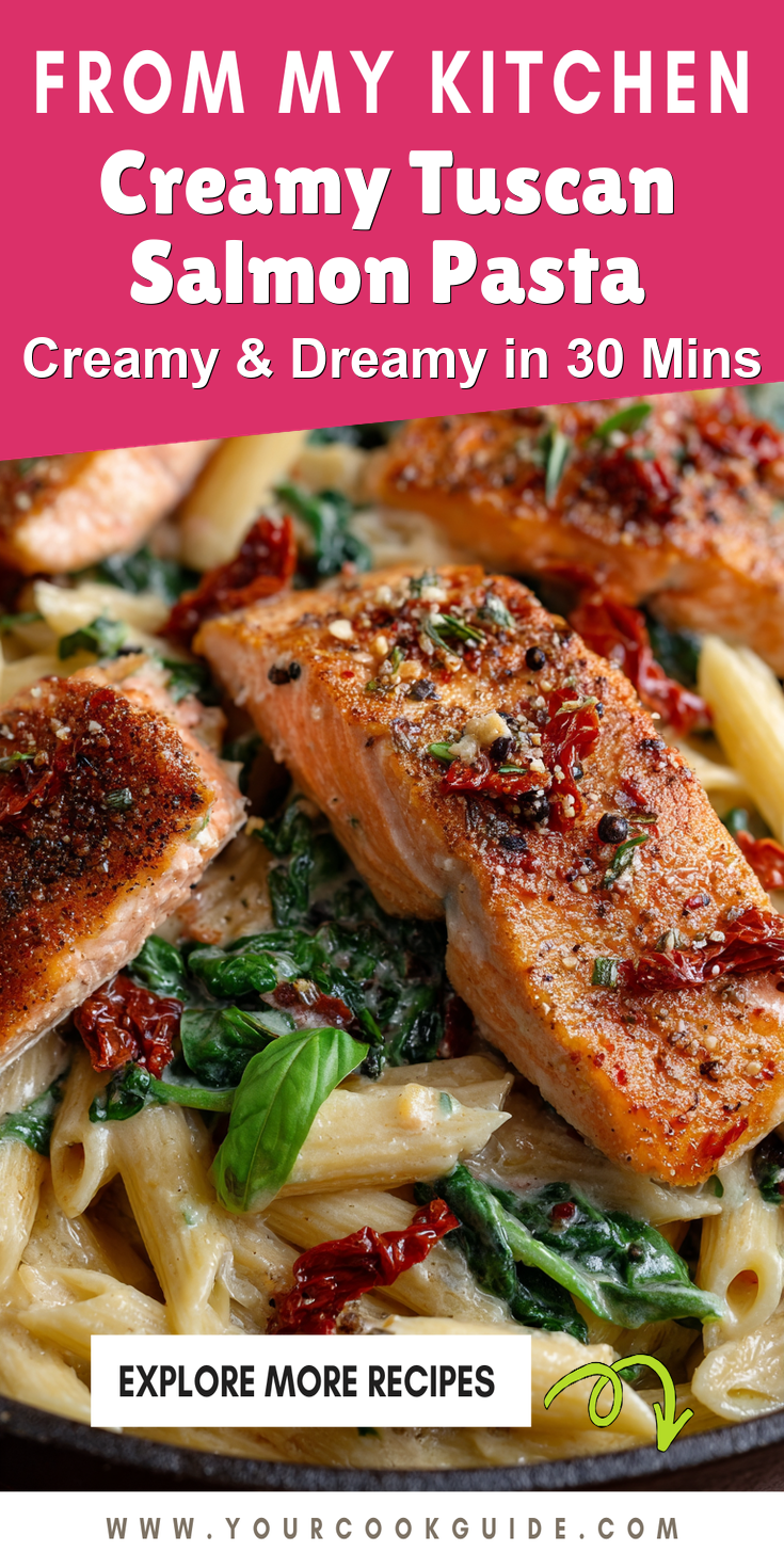 Creamy Tuscan Salmon Pasta served warm with cozy spices