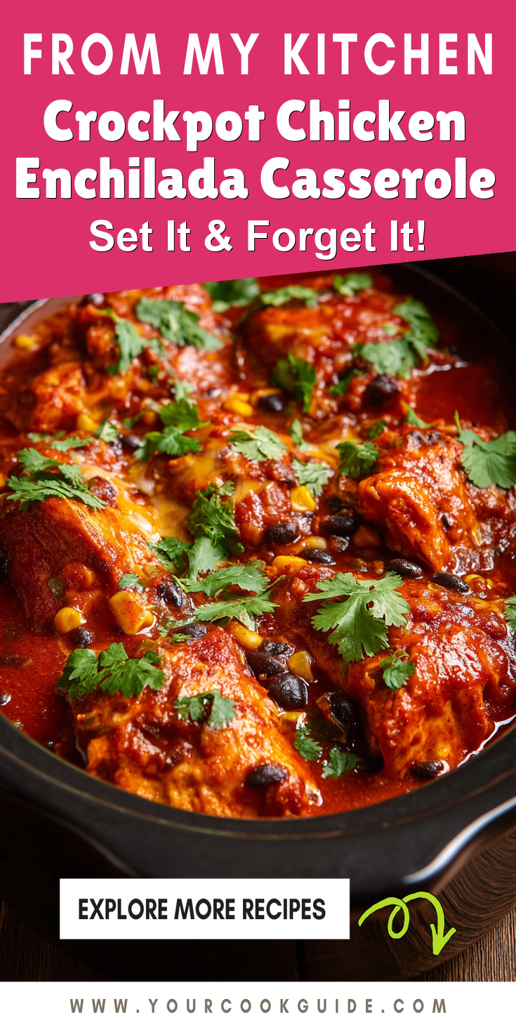 Crockpot Chicken Enchilada Casserole served warm with cozy spices