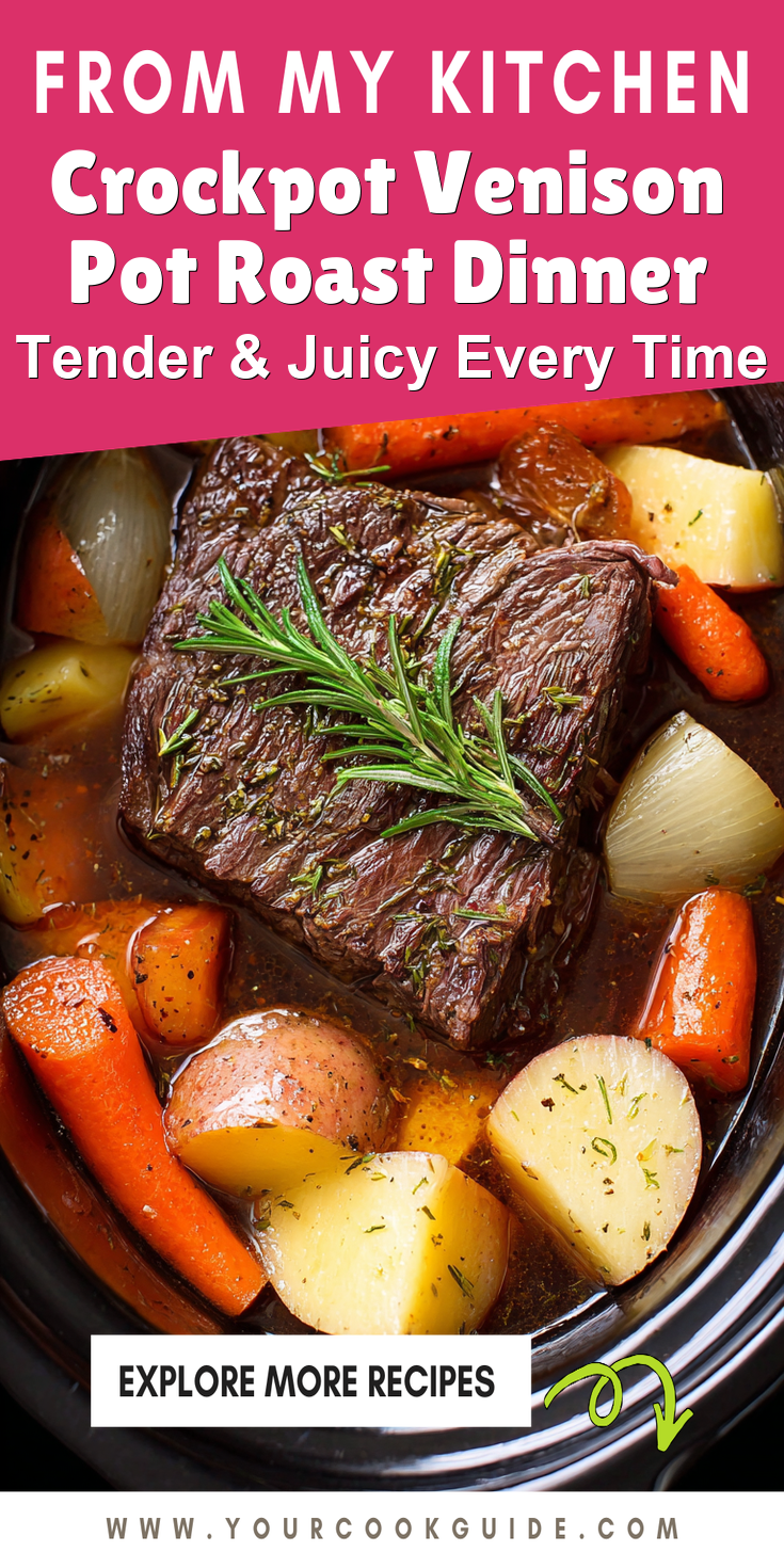 Crockpot Venison Pot Roast Dinner served warm with cozy spices