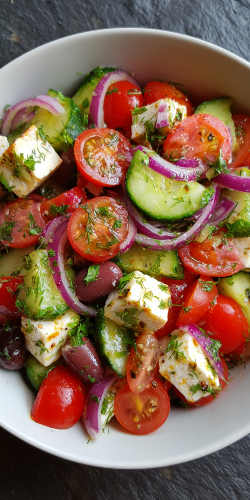 Cucumber Tomato Feta Easy Salads Recipe