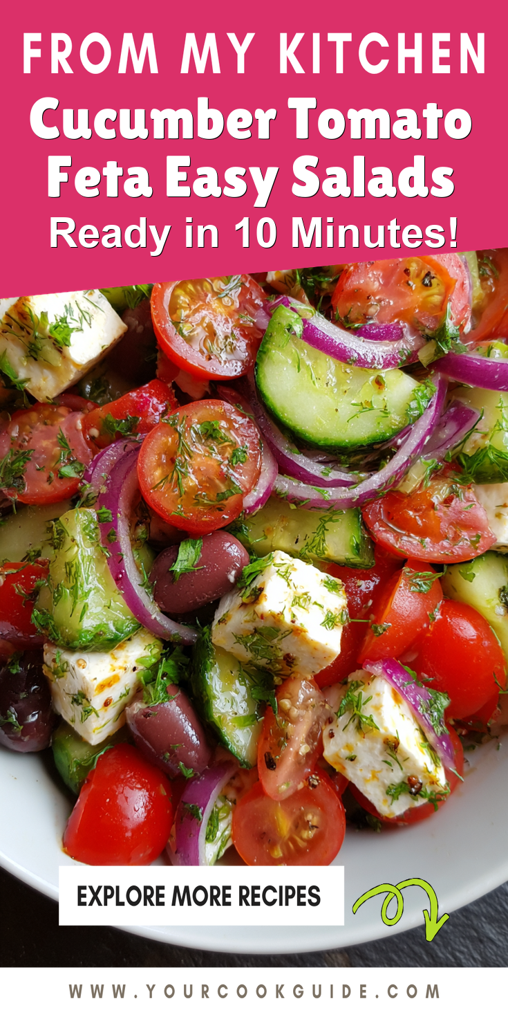 Cucumber Tomato Feta Easy Salads served warm with cozy spices