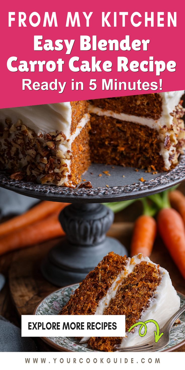 Easy Blender Carrot Cake Recipe served warm with cozy spices